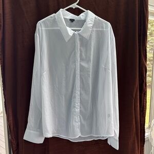 IC COLLECTION White Sheer Button-Up Blouse